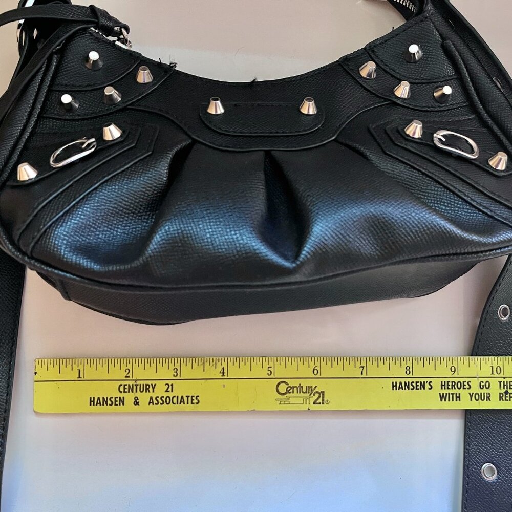 Faux Leather Mini Studed Y2K Punk Buckle Shoulder Bag - Picture 2 of 11